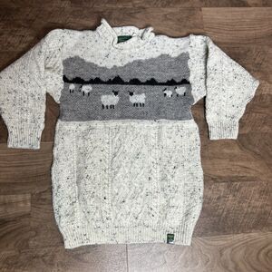 Glencroft Wool Sweater Pure New Wool Sheep Scene Preppy Mock Neck Size M